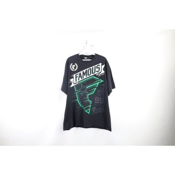 Vintage Famous Stars and Straps Mens XL Faded Spell Out Double Sided T-Shirt - Picture 1 of 9